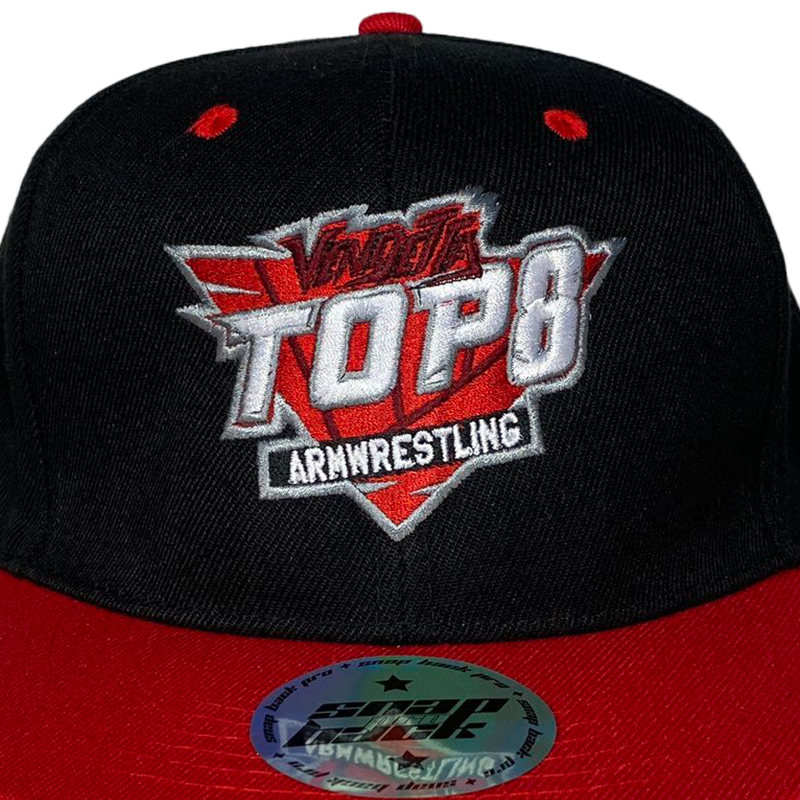 ARMWRESTLING BASEBALL CAP TOP 8 - black / red