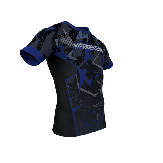 Blue Armwrestling Triangles T-shirt - Rigit Rules