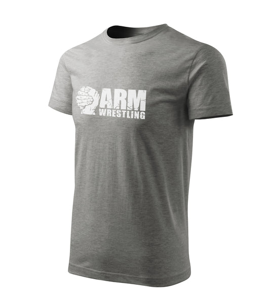 “Armwrestling Grip Logo” Heather Grey Cotton Tee