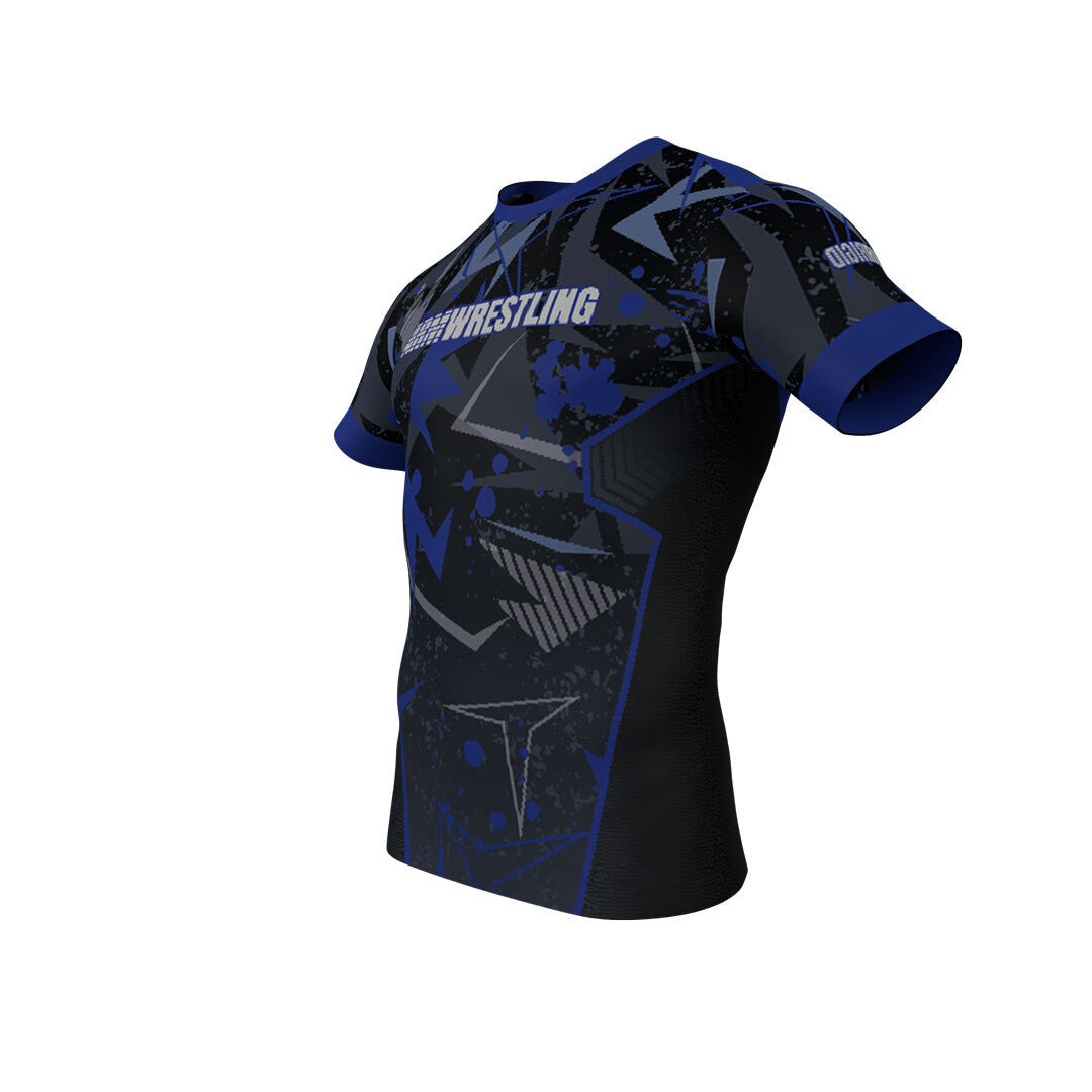 Blue Armwrestling Triangles T-shirt - Rigit Rules