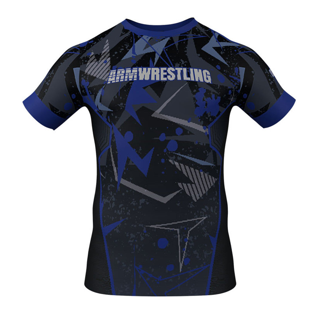 Blue Armwrestling Triangles T-shirt - Rigit Rules