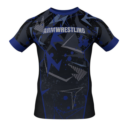 Blue Armwrestling Triangles T-shirt - Rigit Rules