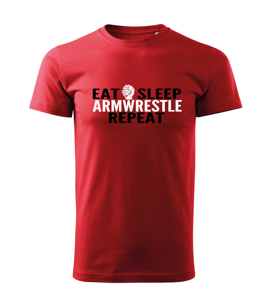 “Eat Sleep Armwrestle Repeat” Red Cotton Tee