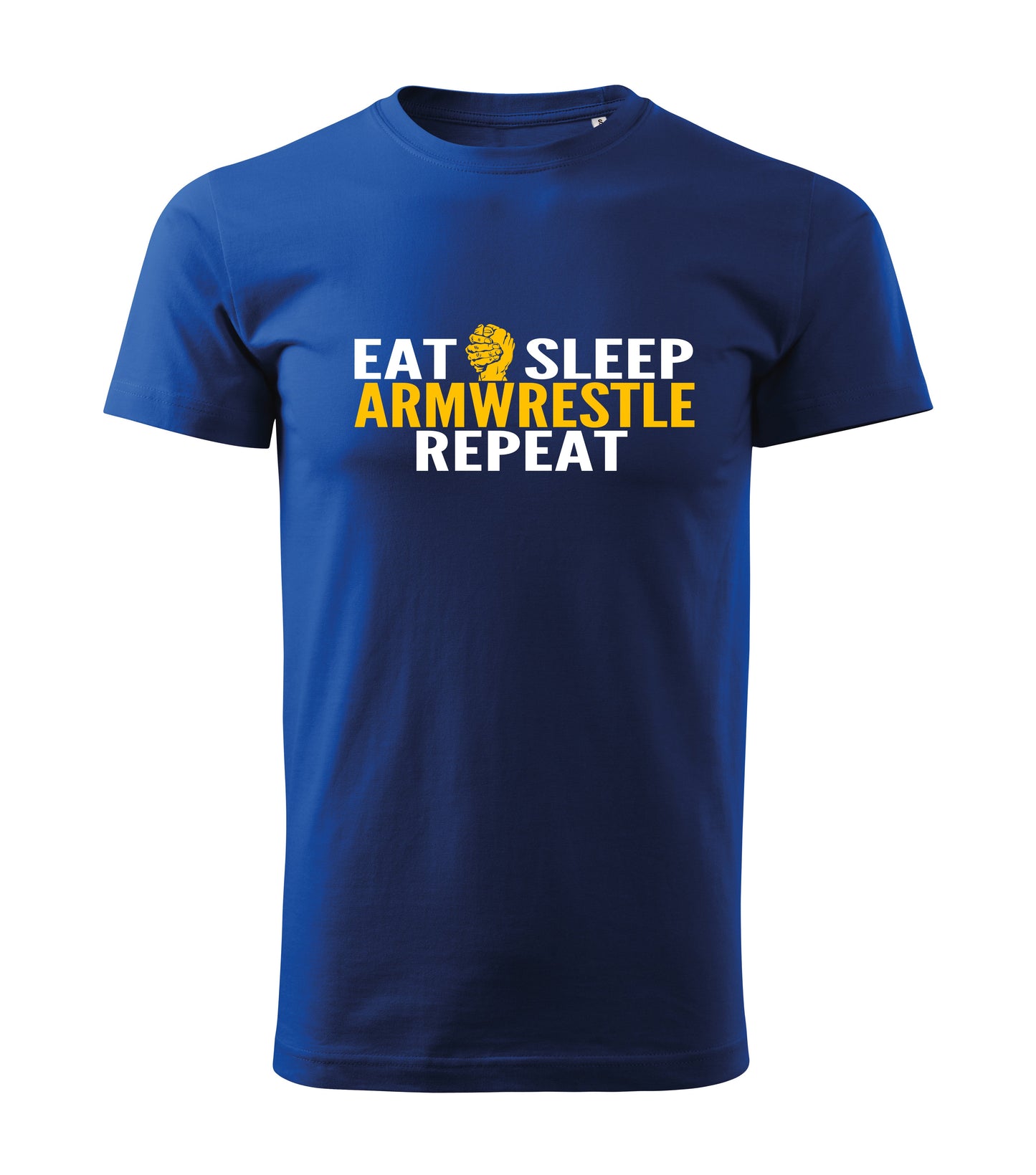 “Eat Sleep Armwrestle Repeat” Royal Blue Cotton Tee