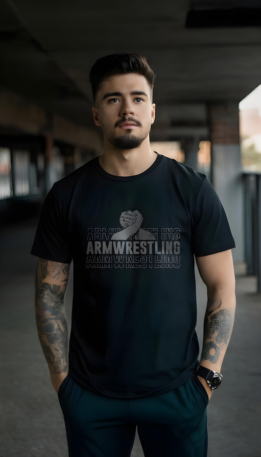 T-shirt with Armwrestling logo with hands - COTTON