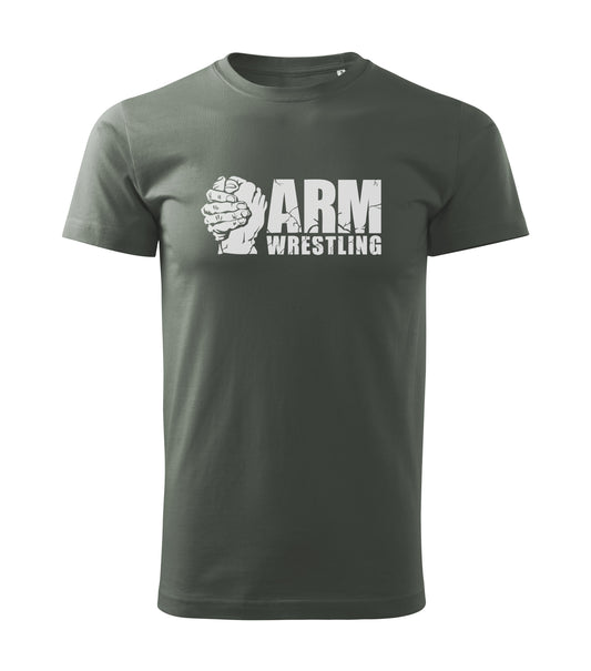 “Armwrestling Grip Logo” Olive Green Cotton Tee